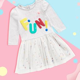 mothercare Infant Girl Grey Printed Pure Cotton Dress-picture-31