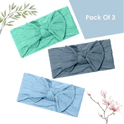 SYGA Girls Pack Of 3 Self Design Bow Detail Headbands-image-20