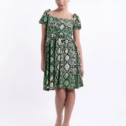 Stylecast X Hersheinbox Abstract Printed Puff Sleeves A-Line Dress-picture-16