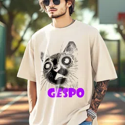 AUSK Graphic Printed Round Neck Drop Shoulder Sleeves Oversized Pure Cotton T-shirt-picture-35