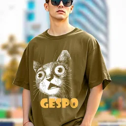 AUSK Graphic Printed Round Neck Drop Shoulder Sleeves Oversized Pure Cotton T-shirt-picture-49