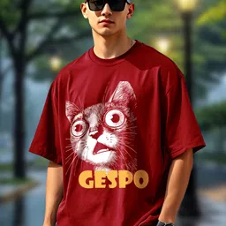 AUSK Graphic Printed Round Neck Drop Shoulder Sleeves Oversized Pure Cotton T-shirt-picture-32