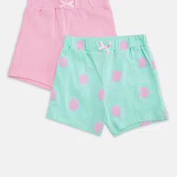 Pantaloons Baby Girls Turquoise Blue & Pink Polka Dots Printed Shorts-picture-22
