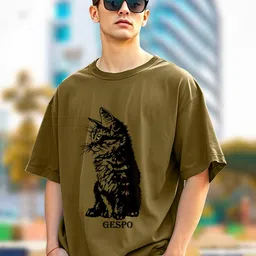 AUSK Graphic Printed Round Neck Drop-Shoulder Sleeves Pure Cotton Oversized T-shirt-picture-26