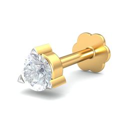 KUBERBOX 18K Yellow Gold 0.07 Carat 3 Prongs Screw Nose Pin-picture-12