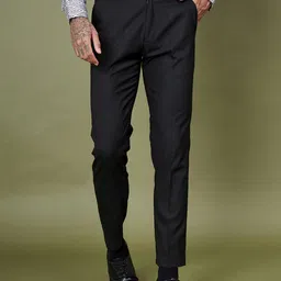 DENNISON Men Smart Tapered Fit Easy Wash Formal Trousers-image-86