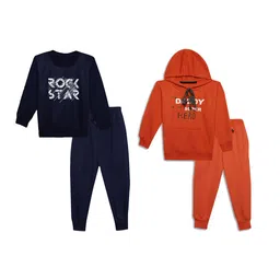 mack jonney VIMAL JONNEY Kids Pack Of 2 Typography Printed Sweatshirts With Joggers-picture-43