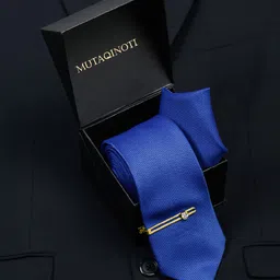 MUTAQINOTI Men Self Design Silk Formal Necktie Accessory Gift Set-image-15