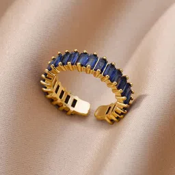 Jewels Galaxy Stainless Steel Gold-Plated Quartz Crystals Studded Finger Ring-image-53