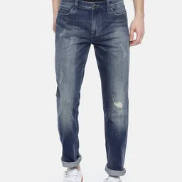 Calvin Klein Jeans Men Blue Slim Fit Mid-Rise Low Distress Stretchable Jeans image 1