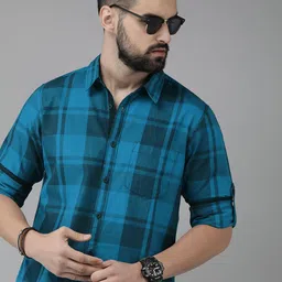 The Roadster Life Co. Tartan Checked Pure Cotton Casual Shirt-image-36