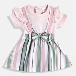 Moms Love Infant Girls Striped Bow Detail Pleated Fit & Flare Dress-picture-39