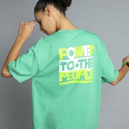 CULT Women Green Oversized Back Print Graphic T-shirt-picture-14