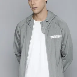 Puma Men Grey Solid Dry Fit Tec Outdoor Regular Fit Sporty Jacket-picture-29