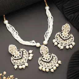 Aadvik Design Gold Plated & Pearl Beaded Jewellery Set-image-24