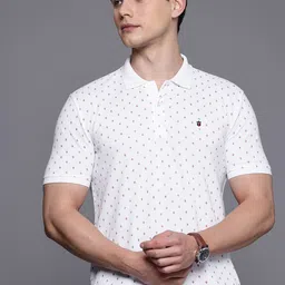 Louis Philippe Sport Geometric Printed Polo Collar Pure Cotton Slim Fit T-shirt-picture-13