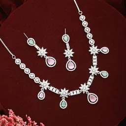 Aadvik Designs Silver-Plated AD-Studded Jewellery Set-picture-34