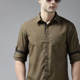 Roadster Men Olive Green Casual Shirt-image-50