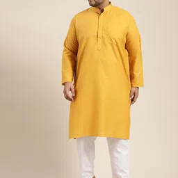 SOJANYA PLUS Size Men Mustard Yellow Pure Cotton Kurta-picture-36