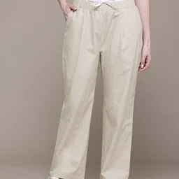 Popnetic Women Relaxed Fit High-Rise Double Waistband Trousers-image-22