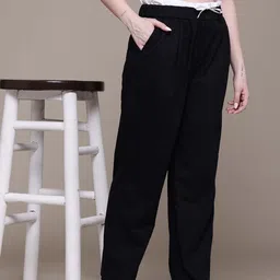 Popnetic Women Relaxed Fit High-Rise Double Waistband Trousers-picture-14