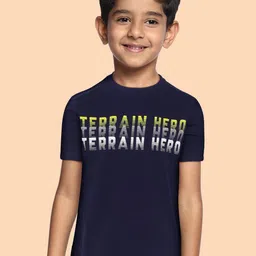 Indian Terrain Boys Navy Blue & White Typography Printed Pure Cotton T-shirt-picture-11