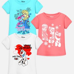YK Disney Pack Of 3 Blue & White Frozen Princess Printed Top-picture-4