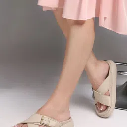 Carlton London sports Women Slip-On Open Toe Flats Wth Buckles-picture-24