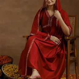 Libas Women Embroidered Regular Mirror Work Kurta with Trousers & With Dupatta-picture-29