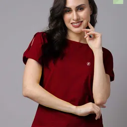 Friskers Pack Of 2 Solid Round Neck Slit Sleeves Cotton Casual Tops-picture-20