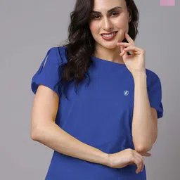 Friskers Pack of 2 Slit Sleeves Round Neck Solid Cotton Casual Tops-image-12