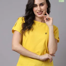 Friskers Pack of 2 Slit Sleeves Round Neck Solid Cotton Casual Tops-picture-27