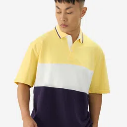 The Souled Store Colourblocked Polo Collar Loose Cotton Oversized T-Shirt-picture-20