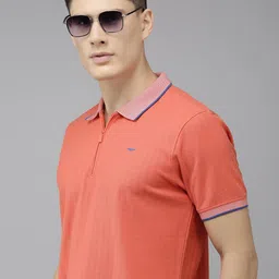 Park Avenue Self Design Chevron Polo Collar Pure Cotton Slim Fit T-shirt-picture-10