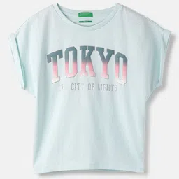 United Colors of Benetton Girls Typography Printed Round Neck Pure Cotton T-shirt-picture-37