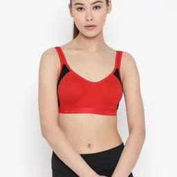 Lady Lyka Red & Black Solid Non-Wired Non Padded Sports Bra-picture-17