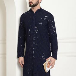SOJANYA Embellished Mandarin Collar Straight Pure Cotton Kurta-picture-45