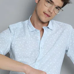 Mast & Harbour Men Blue & White Printed   Casual Cotton Linen Sustainable Shirt-picture-25
