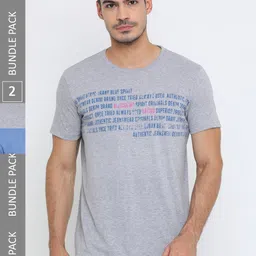 Masculino Latino Pack Of 2 Men Typography Printed Cotton T-shirt-image-70