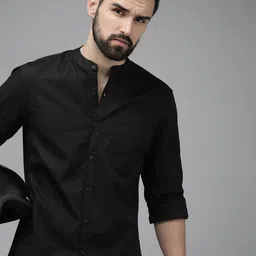 Roadster Men Black Regular Fit Solid Opaque Pure Cotton Casual Shirt-image-28