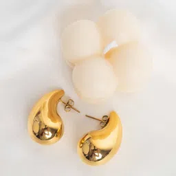 Perfectly Average 18K Gold Plated Teardrop Shaped Stud Earrings-picture-45