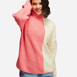 20Dresses Women Pink & Cream-Coloured Colourblocked Pullover-picture-15