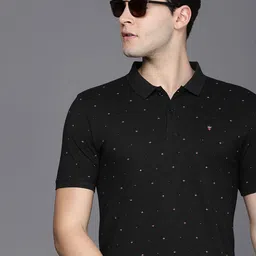 Louis Philippe Jeans Geometric Printed Polo Collar Pure Cotton Slim Fit T-shirt-picture-48