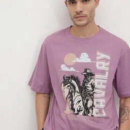 The Roadster Life Co. Printed Drop-Shoulder Sleeves Pure Cotton Relaxed Fit T-shirt-picture-33