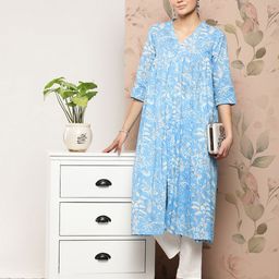Janasya Women Floral Printed Pure Cotton Kurta-picture-36