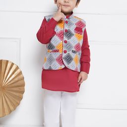 Aj DEZInES Boys Floral Printed Regular Pure Cotton Kurta with Pyjamas-picture-11