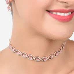 Zaveri Pearls Rose Gold-Plated & CZ Stone-Studded  Jewellery Set-picture-14