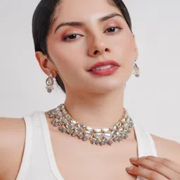 Divisha 18KT Gold Plated CZ Stone Studded & Beaded Jewellery Set-picture-28