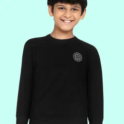 Gini and Jony Boys Black Pure Cotton Solid Pullover with Applique Detail-picture-16