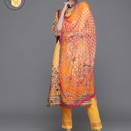 Biba Women Yellow Floral Printed Regular Kurta with Palazzos & With Dupatta-picture-28